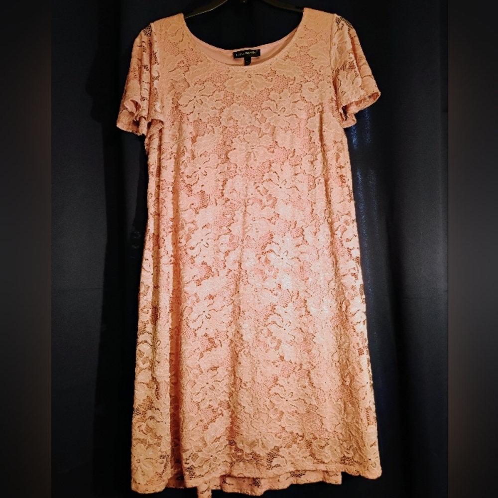 Lane Bryant Pink Lace Short Sleeve Dress